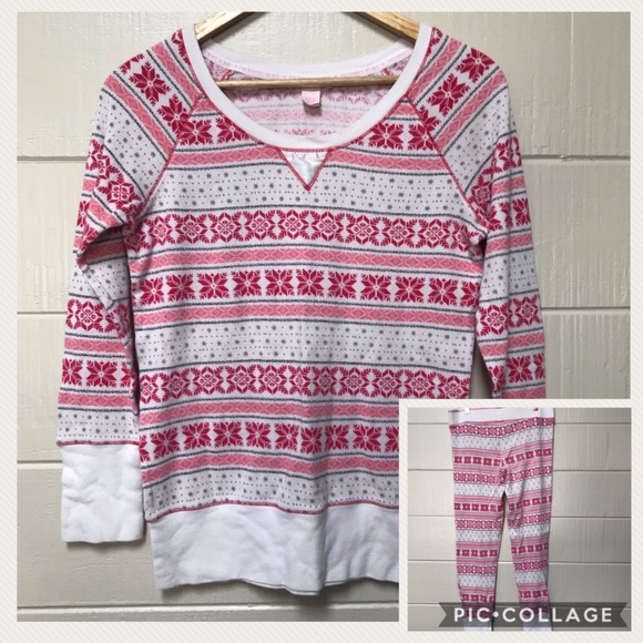 Victoria's Secret Other - Victoria’s Secret • Pink & Red Fair Isle PJ Set M